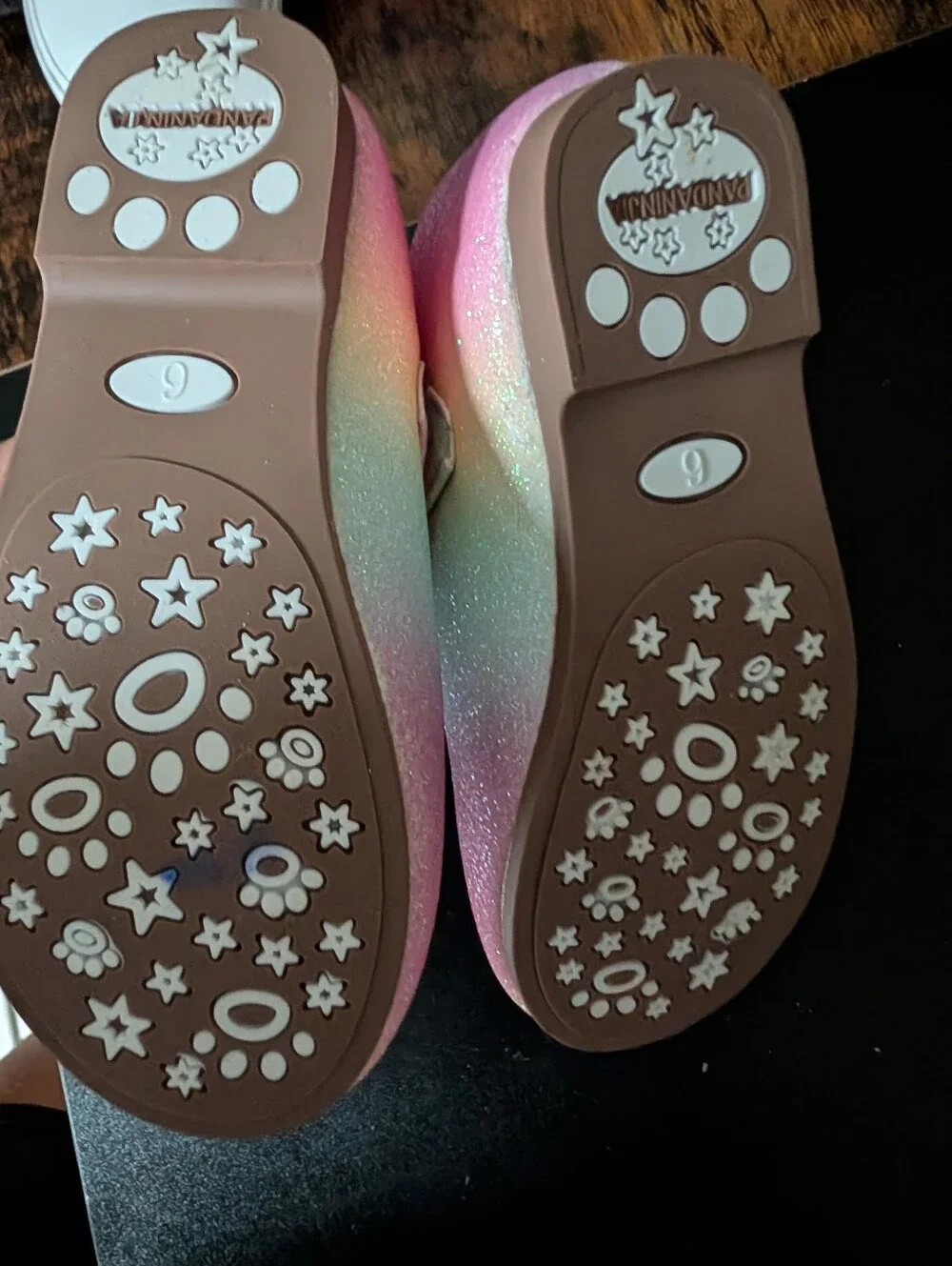 Kids Glitter Rainbow Mary Jane Shoes - Pink